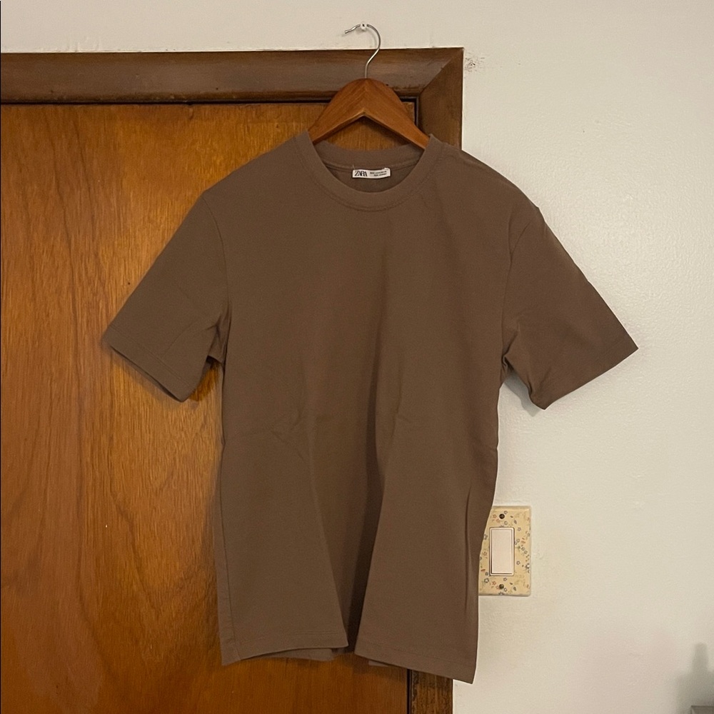 Zara Men's Short Sleeve Brown Tee